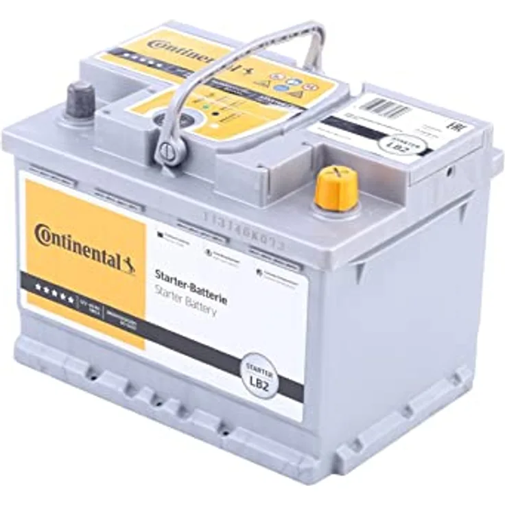 Continental Starterbatterie L2B 60Ah 12V 580A, wartungsfrei, für Benzin- und Dieselfahrzeuge, pluspol rechts