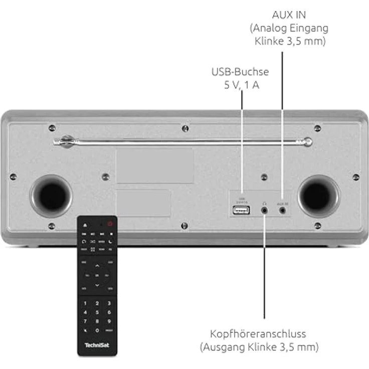 TechniSat DIGITRADIO 372 CD IR – Stereo Internetradio mit DAB+, UKW, CD-Player, WLAN, Bluetooth, Farbdisplay, USB, AUX und App-Steuerung - Silber – Bild 2