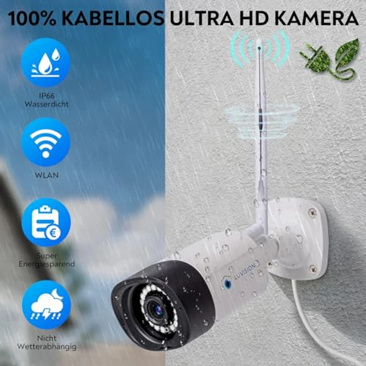 LUVISION WLAN Funk Überwachungskamera - hochauflösendes Überwachungssystem mit 5MP Kameras für den Innen- und Außenbereich, wetterfeste Ausführung, 4 Kameras – Bild 4