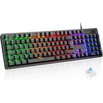 Rii Mechanische Gaming Tastatur, QWERTZ, mit blauen Schaltern (laut), 10 LED-Hintergrundbeleuchtungen, kabelgebunden, vollwertig, nicht Hot-Swap-fähig