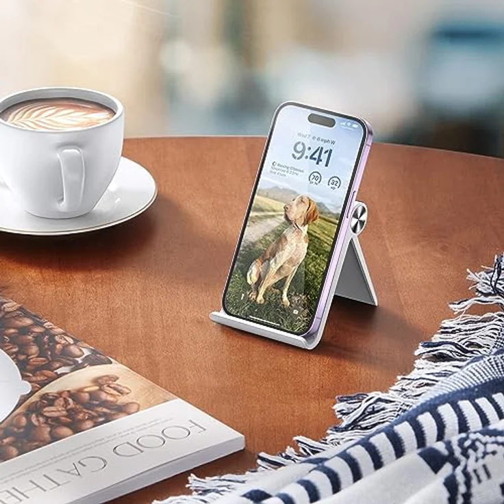UGREEN Handy Ständer Tisch klappbar, verstellbar und rutschfest, kompatibel mit iPhone 17/16/15/14/13/12 Pro Max und Galaxy S23 Ultra bis 7,9 Zoll (Weiß) – Bild 3