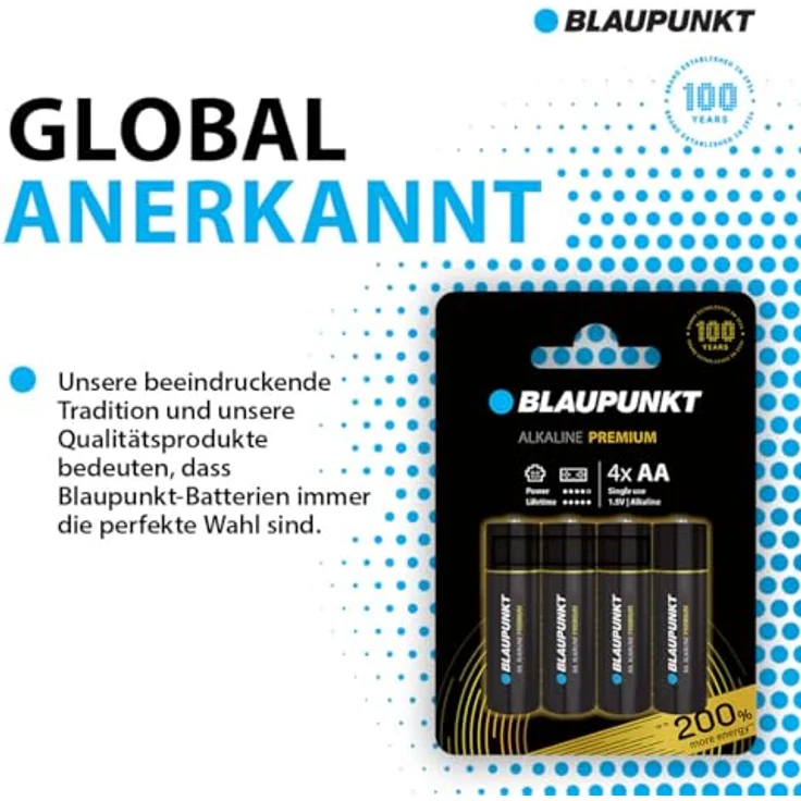 BLAUPUNKT Premium AA Alkalibatterien, Packung mit 4 für Gamecontroller und Spielsachen, LR6BPR/4CP - bis zu 10 Jahre Batteriestromschutz – Bild 5