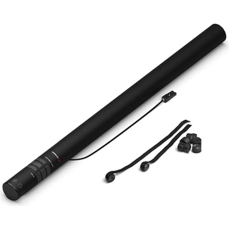 Magic FX E Cannon 80 cm, elektrische Konfetti Kanone mit schwarzen Luftschlangen, bis zu 20 m Reichweite