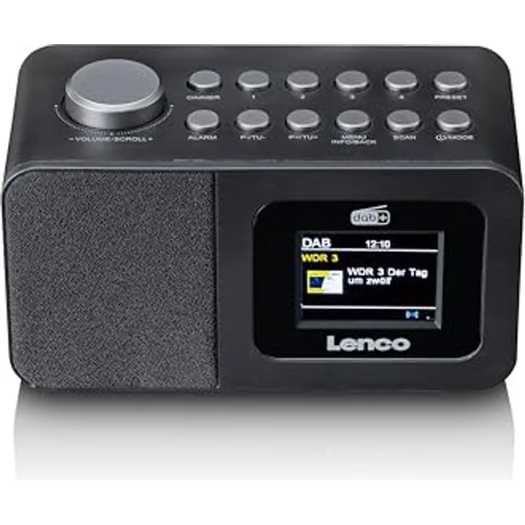 Lenco CR-625BK Radiowecker mit DAB+/FM, 2,4" Farbdisplay dimmbar, Doppelalarm, Sleeptimer, Schlummerfunktion, 30 Sender-Speicher, AUX-In, schwarz