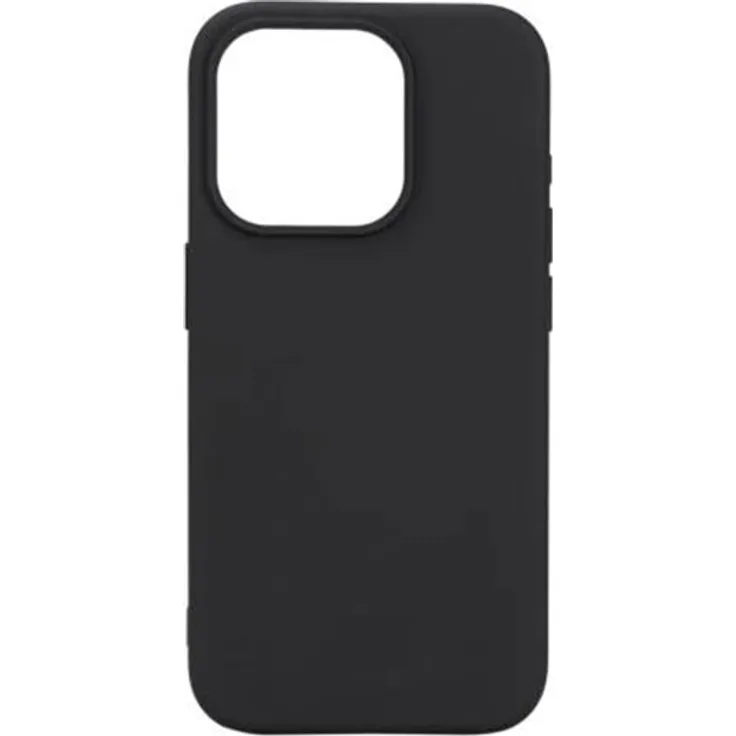 Essentials Cover Black für iPhone 15 Pro, Rückenschale aus recyceltem Silikon, schwarz