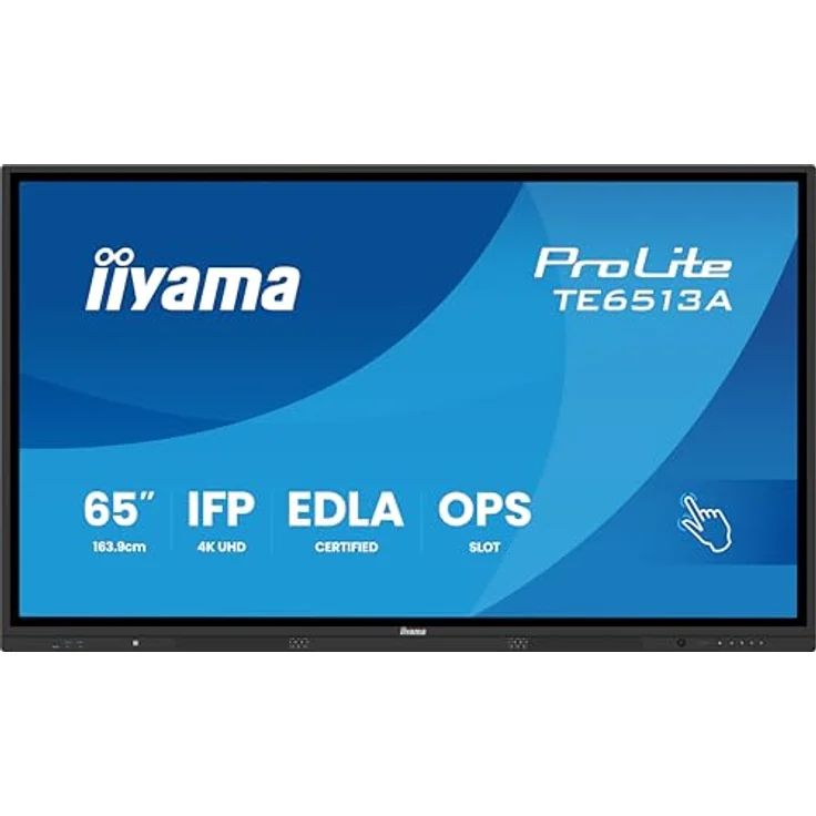 iiyama Prolite TE6513A-B1AG 163.9cm 64.5" IPS LED Large Format Display 4K UHD 40 Touchpunkte PureTouch-IR⁺ HDMI DP USB-C USB3.2 RS-232c RJ45 HDMI-Out 7H OPS WiFi Android 14 OS iiControl NFC AntiGlare, Schwarz – Bild 2