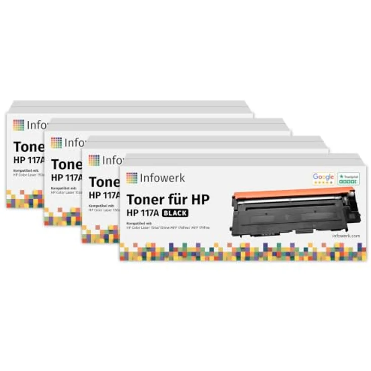 Infowerk 117A Multipack, Tonerpatronen Set in Schwarz, Cyan, Magenta und Gelb für HP Drucker – Bild 1