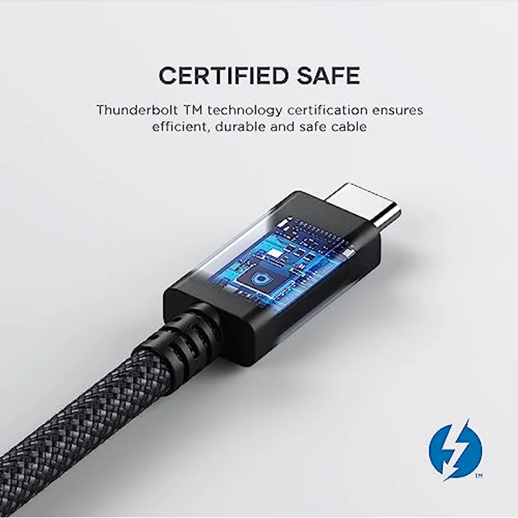 SATECHI zertifiziertes USB-C Thunderbolt 4 Kabel (1m), 8k/60-Hz Display, 40 Gbps Datenübertragung, 240W PD, PCIE, kompatibel mit Thunderbolt 4/3, USB4, USB-C, für MacBook Pro, Hubs, Docking und mehr – Bild 2