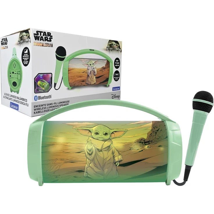 Lexibook Star Wars Bluetooth Lichtlautsprecher Karaoke, grüner Lautsprecher mit mehrfarbigen Lichteffekten und integriertem Mikrofon