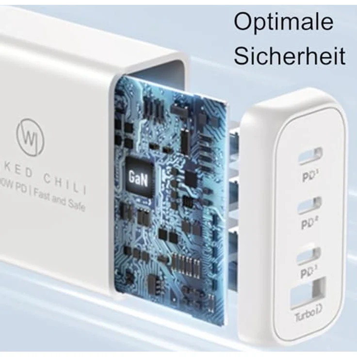 Wicked Chili 100W USB C GaN II Ladegerät | 4 Port Fast Charger PD Netzteil mit PPS kompatibel mit MacBook Pro, iPhone 16, 15, 14, 13 Pro Max Mini & iPad Pro (3X USB-C / 1x USB-A, Weiss) – Bild 5