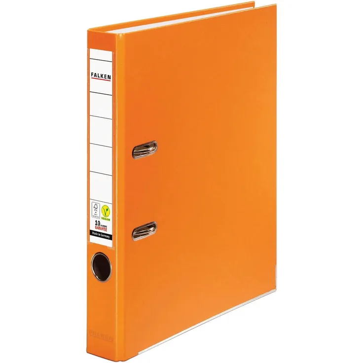 Falken PP-Color-Ordner A4 Rücken 50mm + Einsteckschild Orange, extrem strapazierfähig