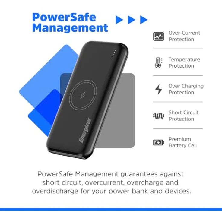 In diesem Fall wäre der geeignete Produkttitel:\n\nENERGIZER QE10009PQ Powerbank Lithium Polymer (LiPo) 10000 mAh Kabelloses Aufladen Schwarz, 10000mAh, 37Wh – Bild 9