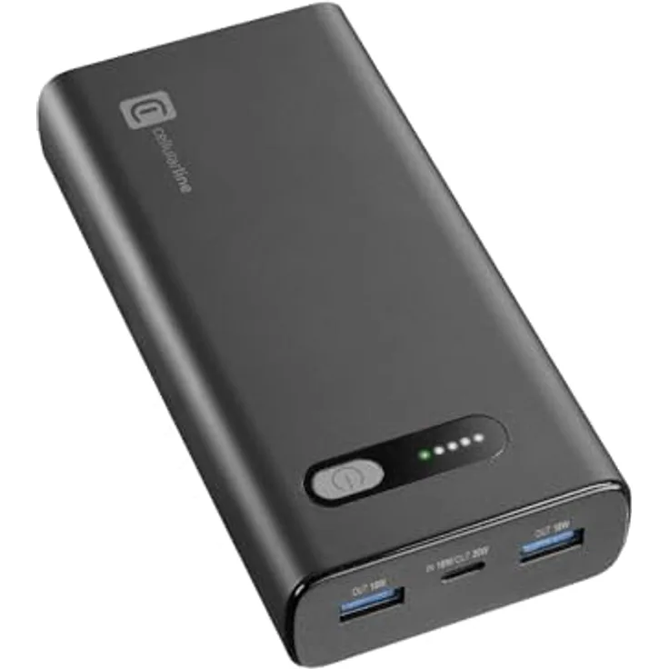 Cellularline Power Bank Fast 20000 PD Black - Tragbares Ladegerät mit 20.000 mAh Kapazität und 3 USB-Anschlüssen