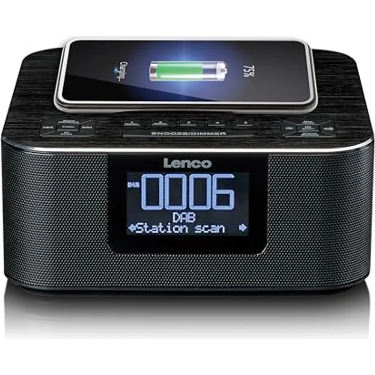 Lenco CR-650 DAB+ Radiowecker - Uhrenradio mit DAB+ und FM - 20 Senderspeicher - Schlummerfunktion - 2 x 2 Watt RMS - LCD - USB und QI Lader - schwarz – Bild 2