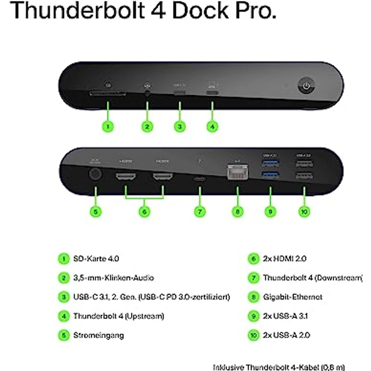 Belkin Thunderbolt 4 Dock Pro, geeignet für 1 Monitor (8K bei 30 Hz) oder 2 Monitore (4K), Docking Station mit 2 Thunderbolt 4-Ports, 2 HDMI-Ports, 90 W PD, Audio-Ein-/Ausgang, für MacBook Pro und XPS – Bild 2