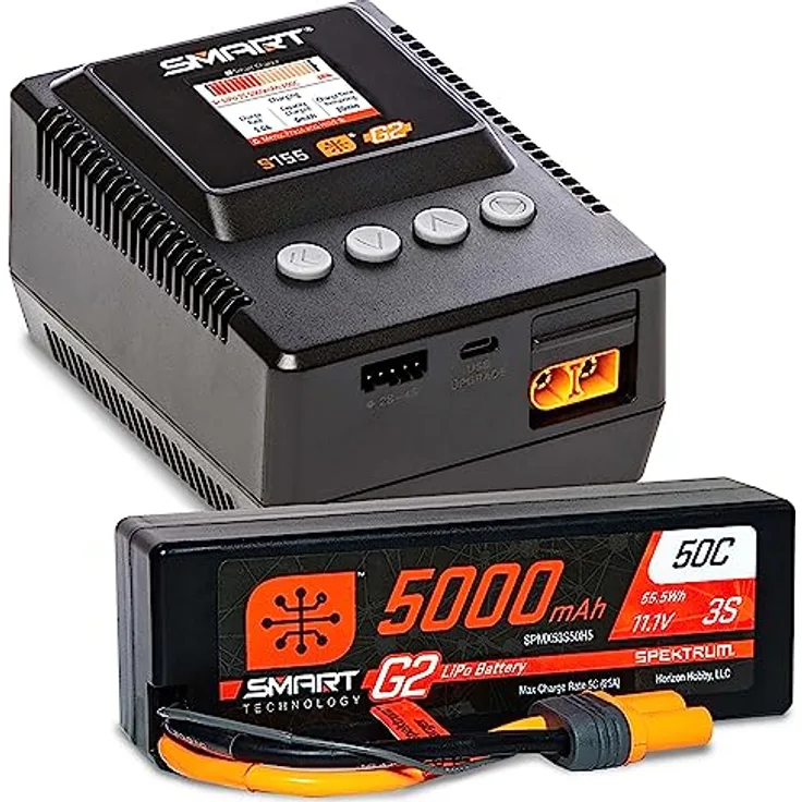 Spektrum Smart Powerstage 3S Surface Bundle: G2 5000mAh 3S LiPo IC5, 55W Ladeleistung, S155 Charger EU