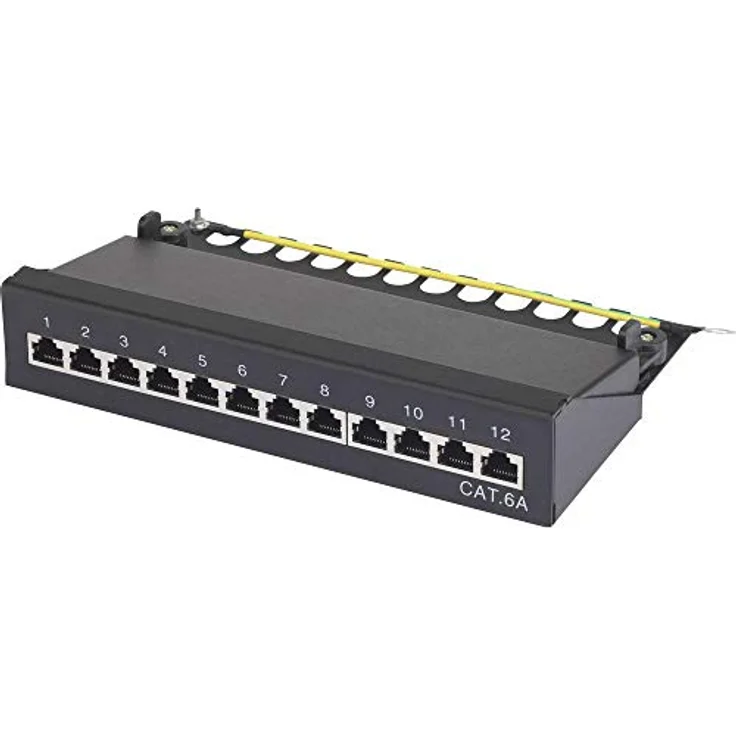 Renkforce 12 Port Netzwerk-Patchbox CAT 6a, 1 HE, Wandmontage, bestückt, aus robustem Stahl – Bild 1