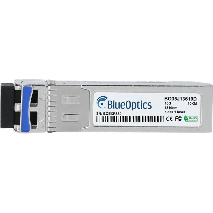 BlueOptics Extreme Networks 10G-LR-SFP10KM-ET, kompatibler SFP+ Transceiver mit 10 km Reichweite, Silber