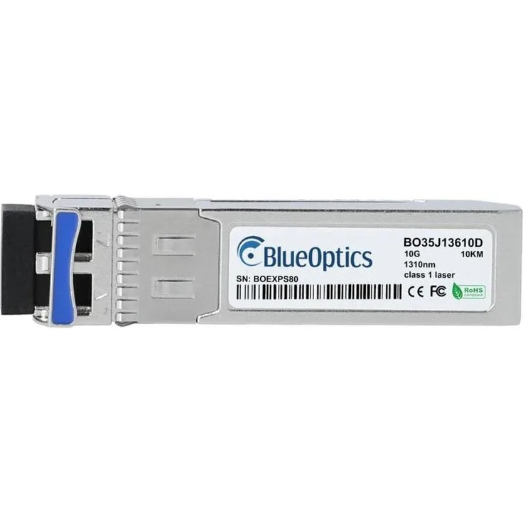 BlueOptics Extreme Networks 10G-LR-SFP10KM-ET, kompatibler SFP+ Transceiver mit 10 km Reichweite, Silber