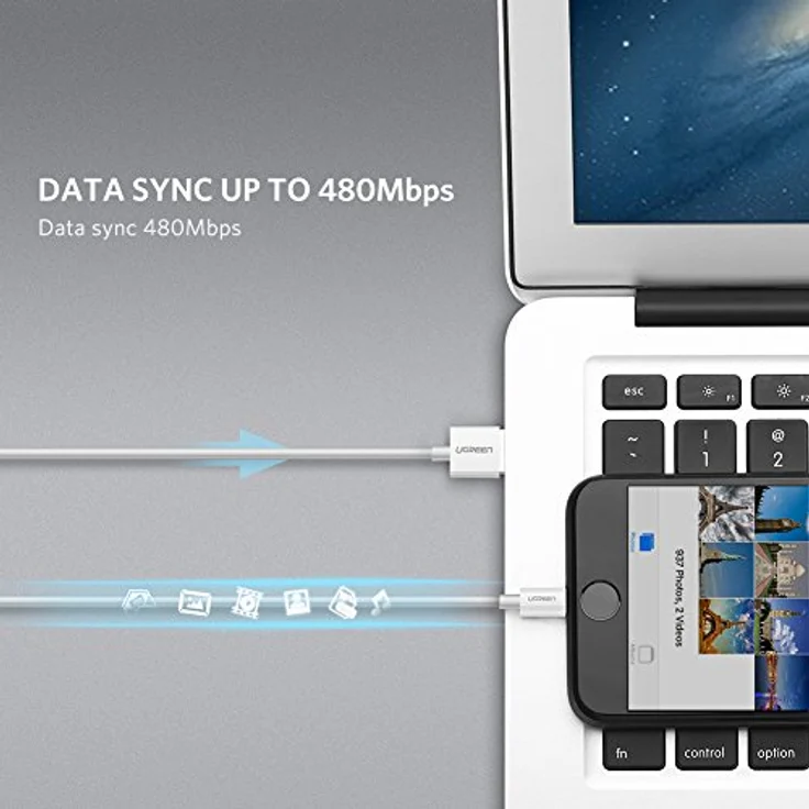 Ugreen 20730, USB-A zu Lightning Kabel, 2 m, MFi, 2.4A Schnellladung, Weiß – Bild 4