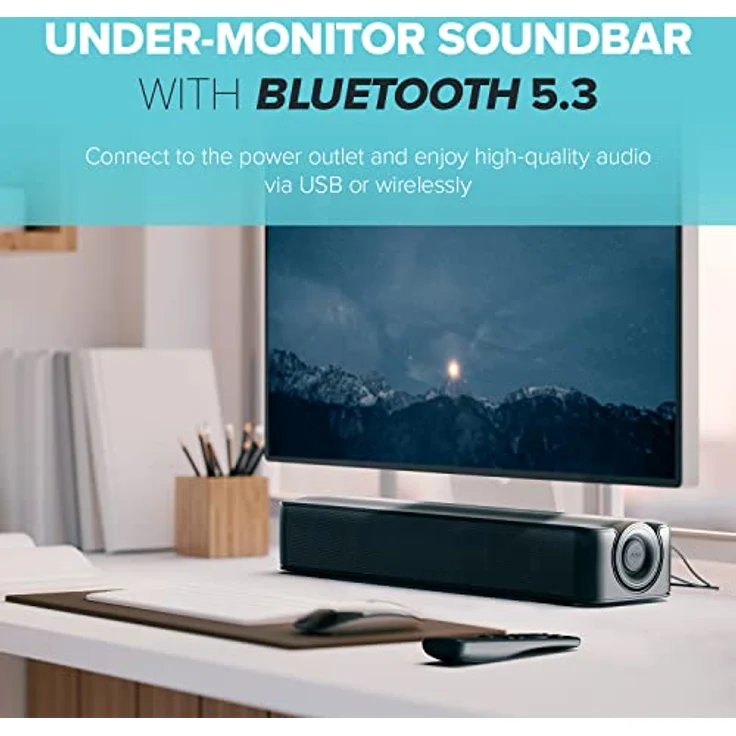 CREATIVE Stage SE Under-Monitor Soundbar mit USB Digital Audio und Bluetooth 5.3, Clear Dialog und Surround by Sound Blaster, Stromversorgung über Adapter – Bild 2