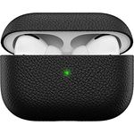KeyBudz Artisan Leder Schutzhülle für Apple AirPods Pro Case, Etui, Ledertasche Echtleder, Kopfhörer Ohrhörer Zubehör, schwarz