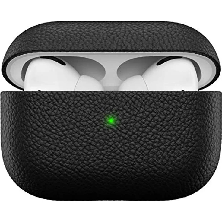 KeyBudz Artisan Leder Schutzhülle für Apple AirPods Pro Case, Etui, Ledertasche Echtleder, Kopfhörer Ohrhörer Zubehör, schwarz