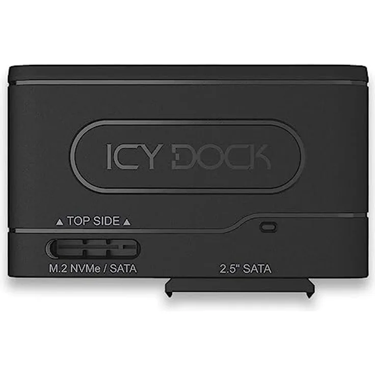 ICY DOCK EZ-Adapter MB104U-1SMB - 1x 2,5" SATA oder 1x M.2 NVMe/SATA SSD zu USB 3.2 Gen2 externer Adapter 10Gbps schwarz Kabel inklusive