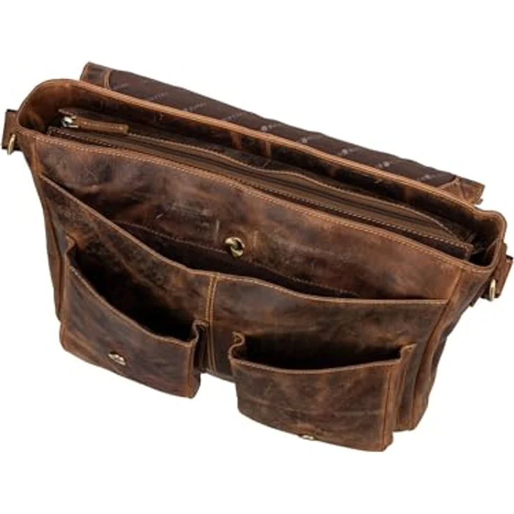 Greenburry Laptoptasche Vintage 1541 Revolver Bag XL (16.14"), Notebooktasche, Braun, aus hochwertigem Rindleder – Bild 3