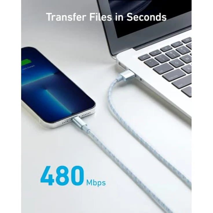 Anker 331 USB-A to Lightning Cable (Nylon), 1 m, blau (A81520N2) – Bild 7