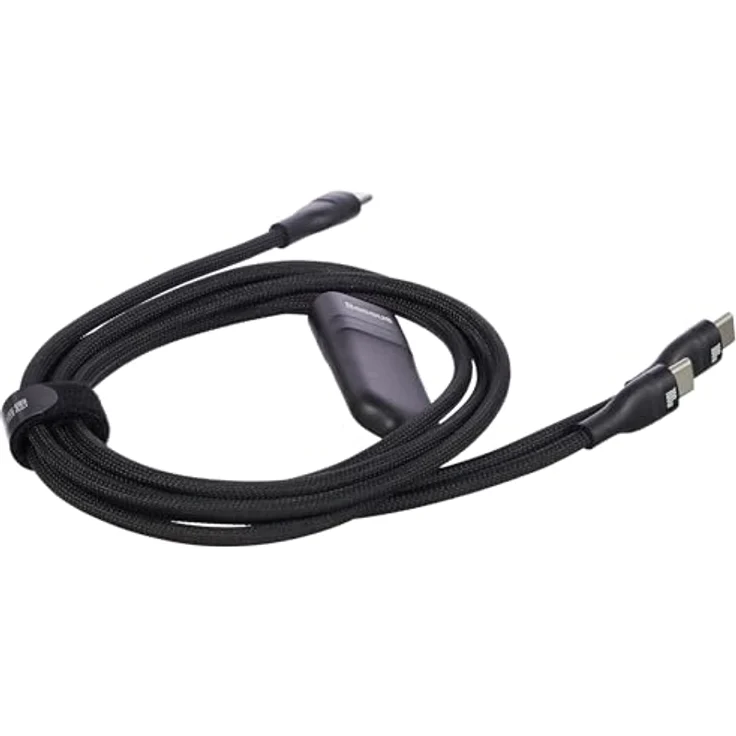 Baseus Flash Serie II 2-in-1 Schnellladekabel 100W, USB-C zu 2x USB-C, 1,5m, Schwarz - Hochwertiges Nylongeflecht, Aluminiumelemente, gleichzeitiges Laden von 2 Geräten – Bild 3