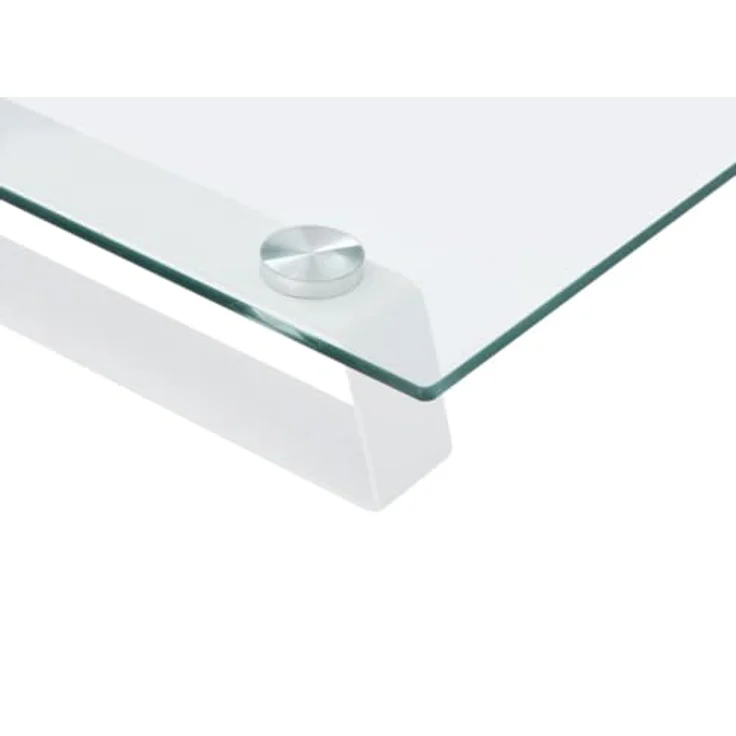 vidaXL Monitorständer, Monitorerhöhung mit Stauraum aus Hartglas und Metall, ergonomisch, Weiß 100x35x8cm – Bild 4
