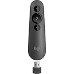 Logitech R500s Presenter mit Laser Klasse 1 für Bluetooth und USB – Universell kompatibel, 20 Meter Reichweite, konfigurierbar, intelligente Batterienutzung mit 12 Monaten Laufzeit – Dunkelgrau