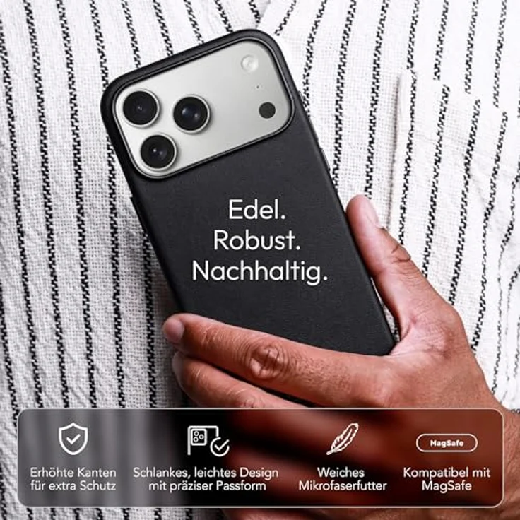 VONMÄHLEN Like Leather Case für iPhone 17 Pro Max, vegane Lederhülle mit MagSafe-Kompatibilität, schwarz – Bild 2