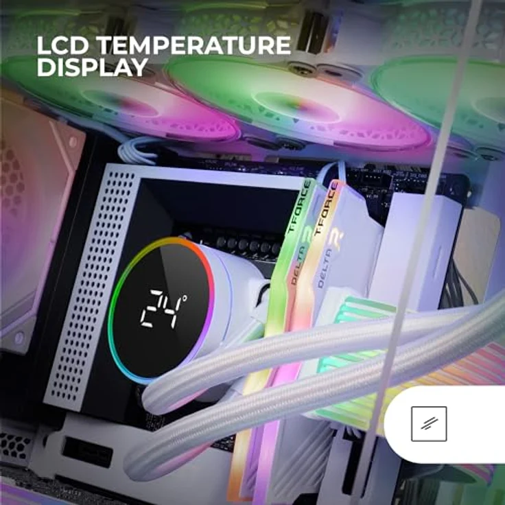 Mars Gaming ML-LCD360, AIO Flüssigkeitskühlung mit 600W TDP, 3x FDB ARGB 120mm Lüfter, LCD-Temperaturdisplay, Opti-Chamber 3rd Gen Pumpe, weiß – Bild 4
