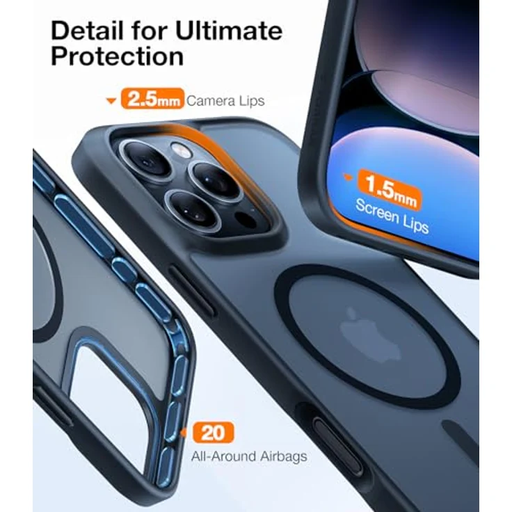 TORRAS Magnetisch Stoßfest für 16 Pro Max Hülle, [Kompatibel mit MagSafe] [Falltest in Militärqualität] Durchscheinende Schlanke Schutzhülle für 16 Pro Max Anti-Fingerabdruck Anti-Kratzen, Schwarz – Bild 5