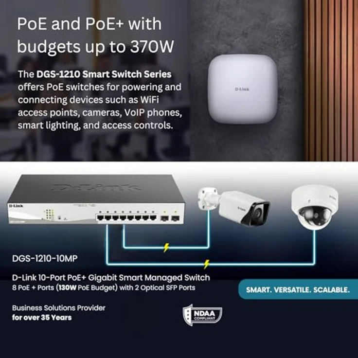 D-Link DGS-1210-10MP gemanaged L2-L3 Gigabit Ethernet (10-100-1000) Energie Über Ethernet (PoE) Unterstützung Schwarz Netzwerk-Switch, DGS-1210-10MP – Bild 3