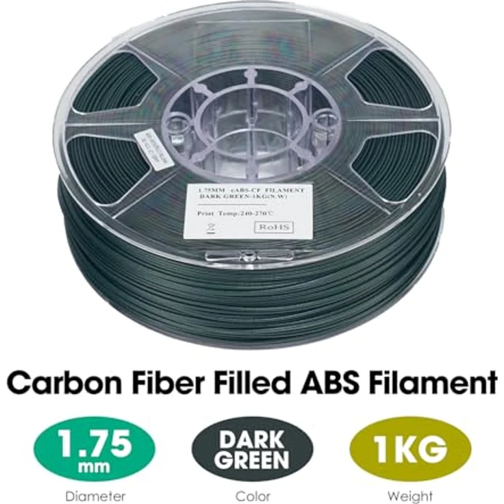 eSUN ABS-CF Carbon Fiber Filled ABS Filament 1.75mm, 1KG Spule (2.2 LBS), hohe Festigkeit, Dunkelgrün – Bild 2