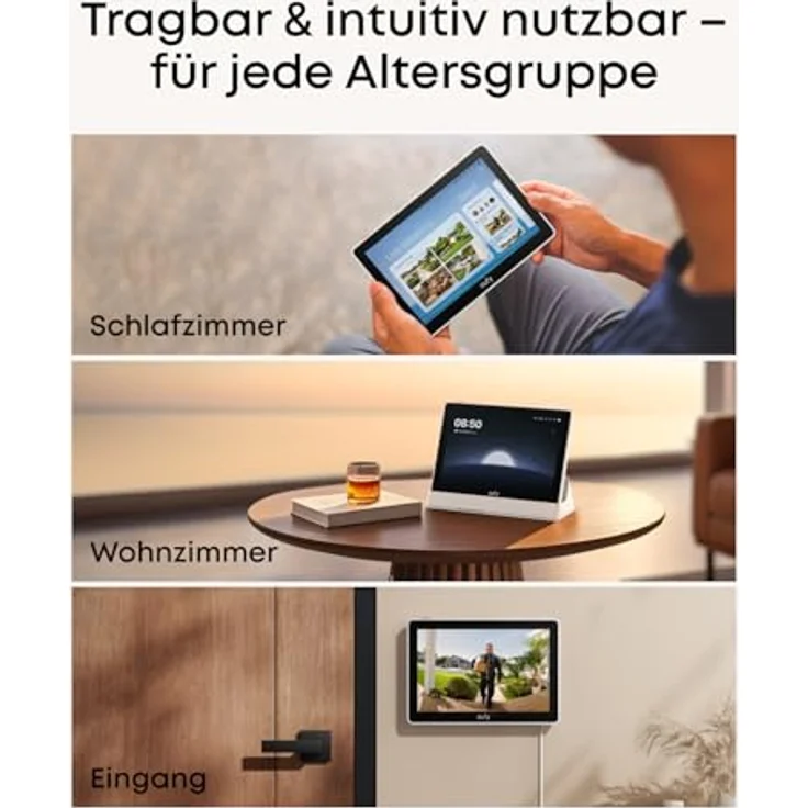 eufy Smart Display E10, Smart Home Hub mit 8 Zoll Bildschirm, Schwarz und Weiss, Live-Übertragung und Aktivitätsmeldung – Bild 5
