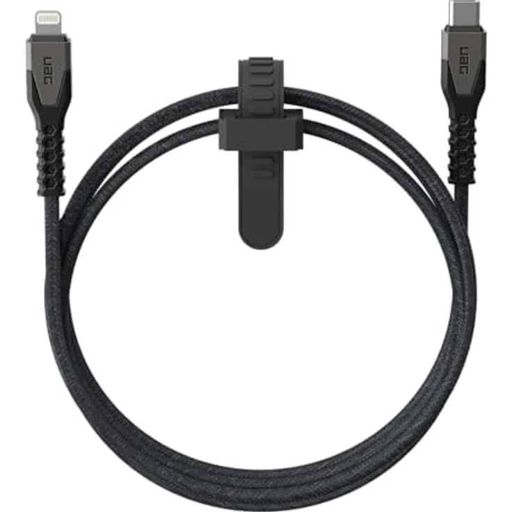 UAG Urban Armor Gear Robustes USB-C auf Lightning Kabel, 30W, 1,5 m, schwarz/grau