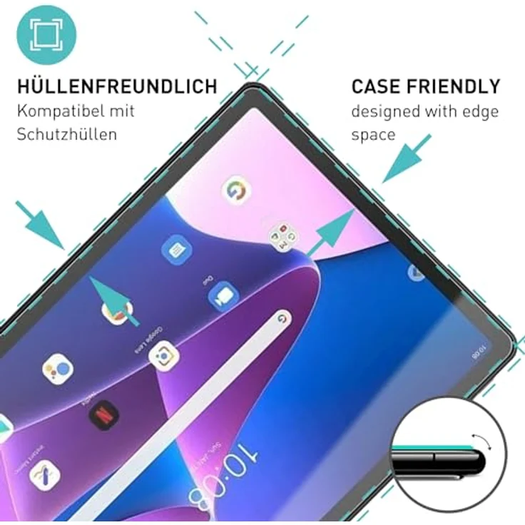 Dicota D80361-AM2 Tablet Schutzfolie für Lenovo Tab M10 Plus, blasenfreie Anwendung, hohe Widerstandsfähigkeit, 2H Härte – Bild 3