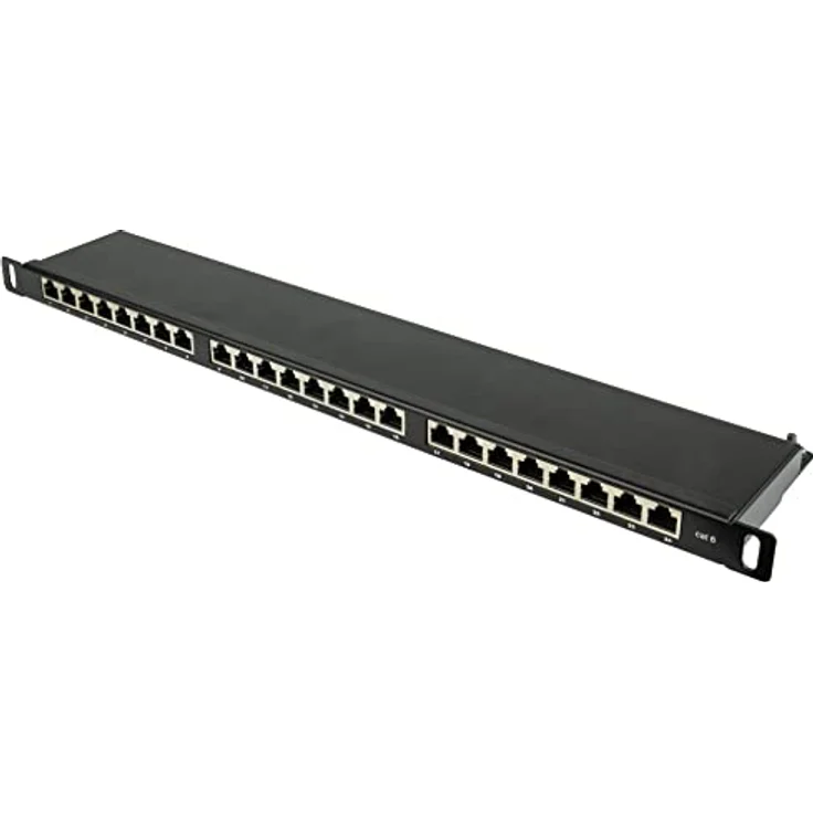 Good Connections® Patchpanel / Patchfeld - 19" - Cat. 6, 500 MHz - GIGABIT-fähig - 24-Port - STP geschirmt - Tiefschwarz – Bild 1