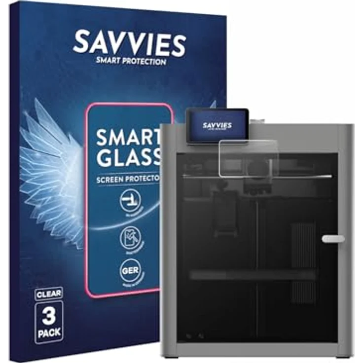 Savvies 3 Stück Panzer Schutz Glas für Bambu Lab P2S 3D Printer, 9H Kratzschutz, HD Klar, blasenfrei, Anti-Fingerabdruck, stoßfest – Bild 1