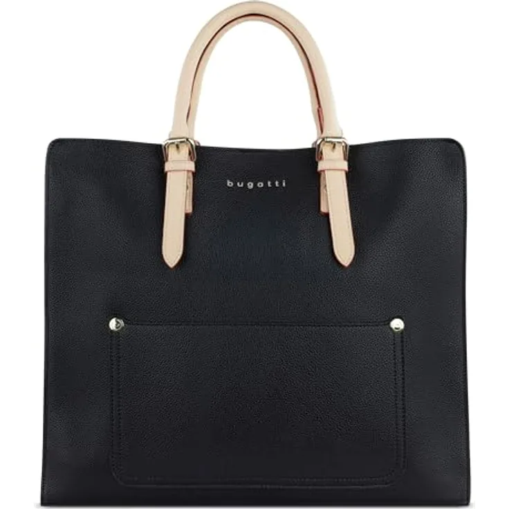 bugatti Ella XL Handtasche, große Damentasche mit verstellbarem Schulterriemen, schwarz, 37 x 12 x 31 cm, Kunstleder