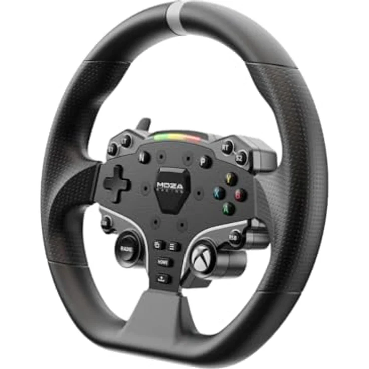 Moza Racing MOZA ES-Xbox Steering Wheel, originalgetreuer Racing-Look, integrierte Schaltanzeige, Aluminium und Leder, 280 mm, schwarz – Bild 3