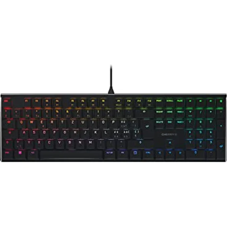 CHERRY MX 10.0N RGB, Schweizer Layout, QWERTZ Tastatur, kabelgebundene Tastatur, mechanische Gamingtastatur, MX Low Profile RGB Speed SWITCHES, schwarz