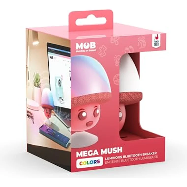 Mobility on Board Mega Mush Pilz Speaker, Bluetooth Lautsprecher mit 3 W Leistung, rot, Stereofunktion, 3 Stunden Leuchtdauer – Bild 6