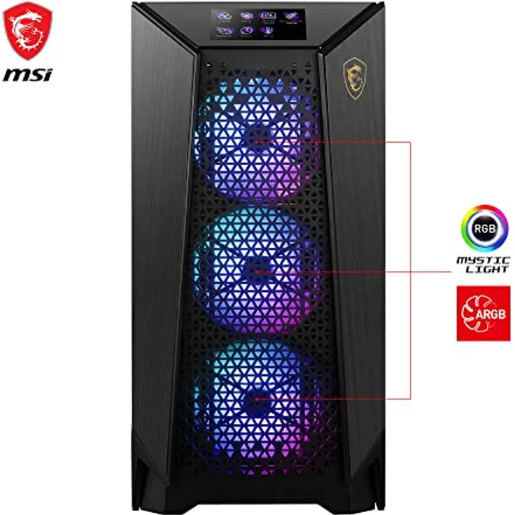 MSI MEG Prospect 700R Mid-Tower ATX Gehäuse (2X USB 3.0, 1x Type-C Anschluss, 4X 140mm A-RGB Fan im Lieferumfang, schwarz, RGB) – Bild 2