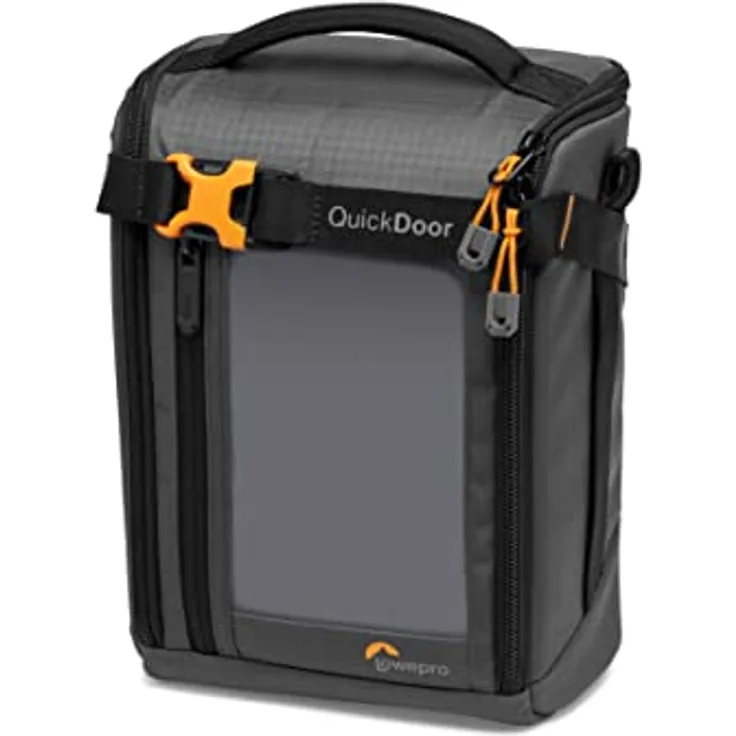 Lowepro GearUp Creator Box Large II, Tasche für Spiegellose und DSLR-Kameras, Kameratasche mit QuickDoor-Zugang, Hergestellt aus Recyclingmaterial, Orange Gepolsterte Innenfächer, Grau