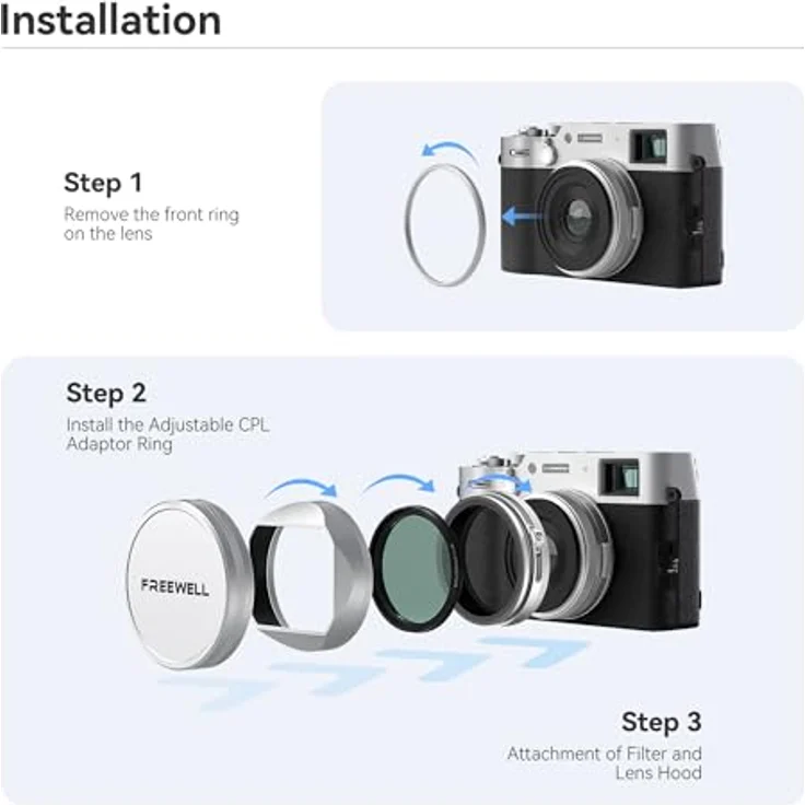 Freewell FujiX100 Filter Set, ND- und Grauverlauffilter sowie Polarisationsfilter, Objektivfilter, Silber – Bild 4
